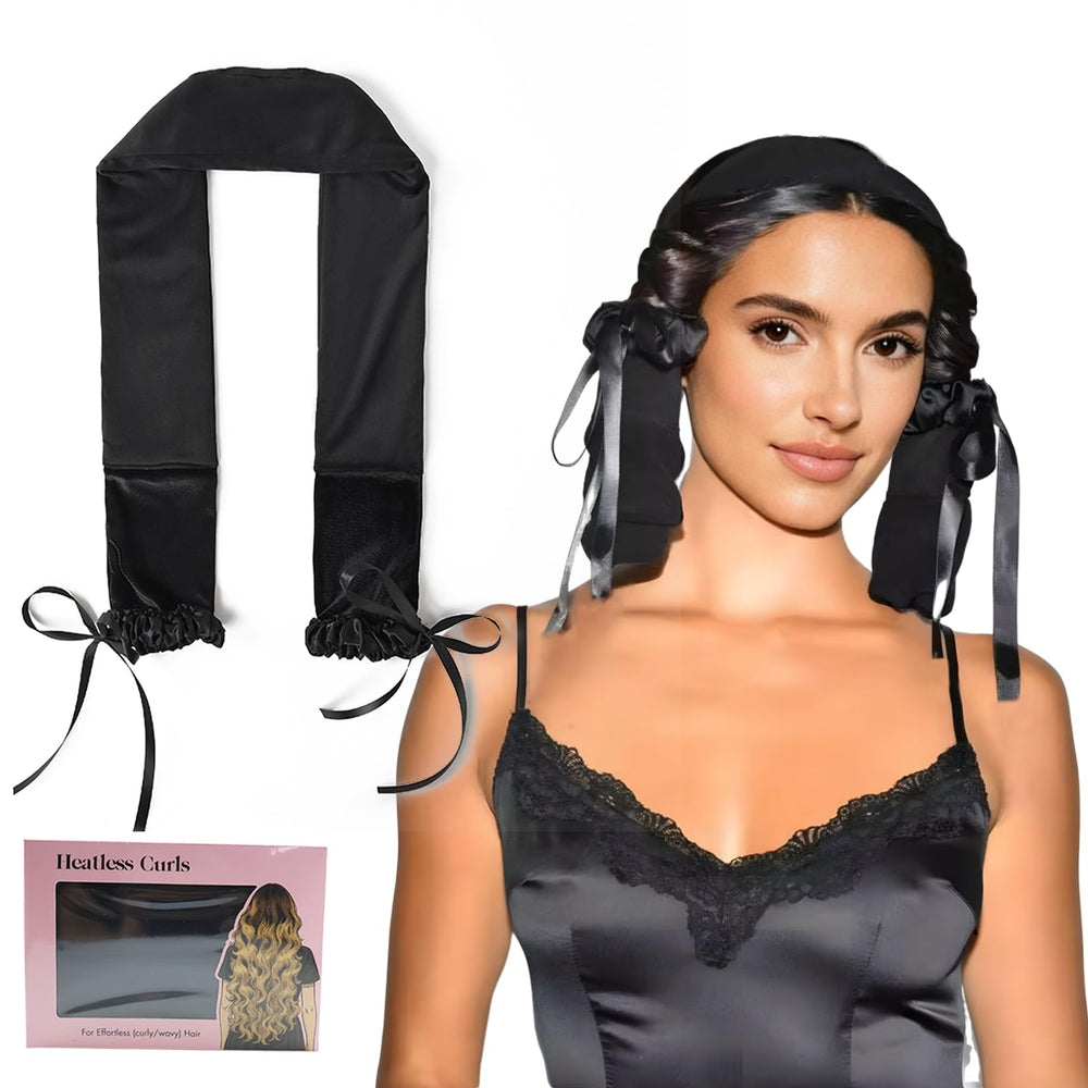 Foaryoer front view showing black heatless curler for easy overnight curls