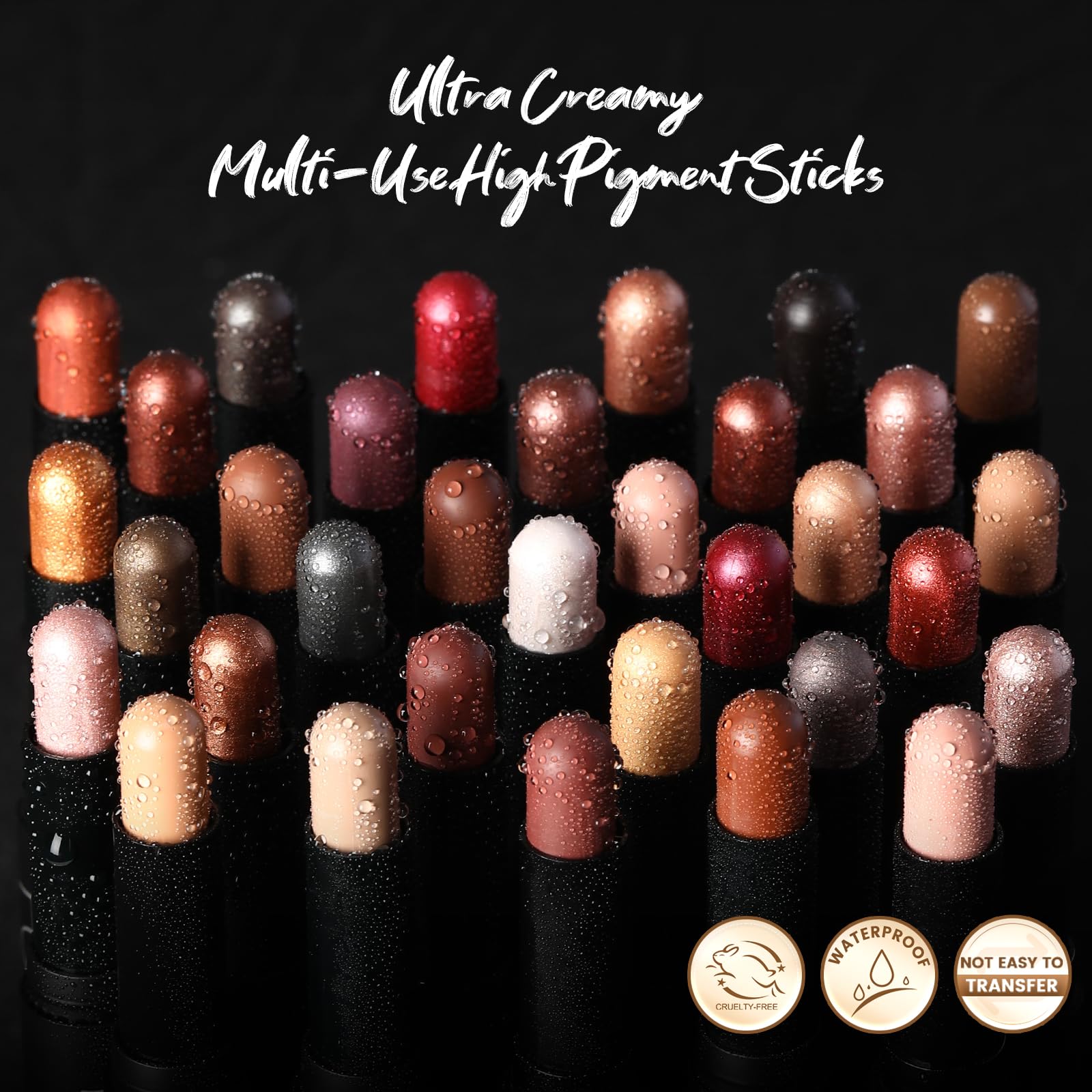 FOCALLURE arm swatches of Champagne Frost Mars showing buildable payoff