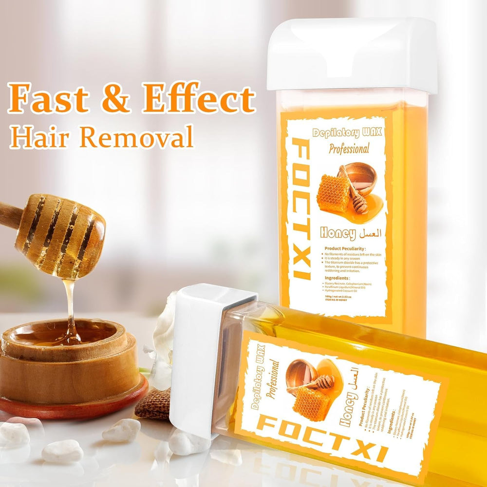 FOCTXI applying roll-on wax to leg for efficient full leg hair removal