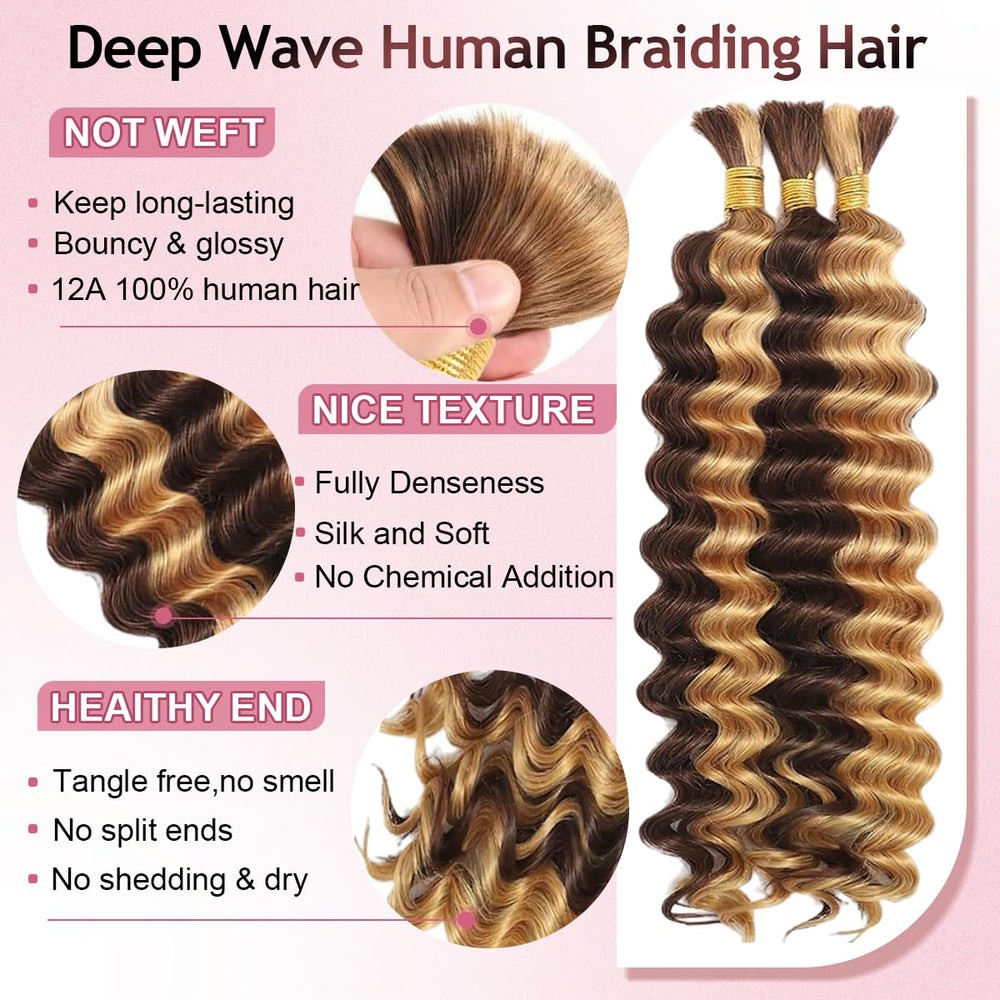 FONFUNY deep wave texture close-up showing smooth Remy cuticles
