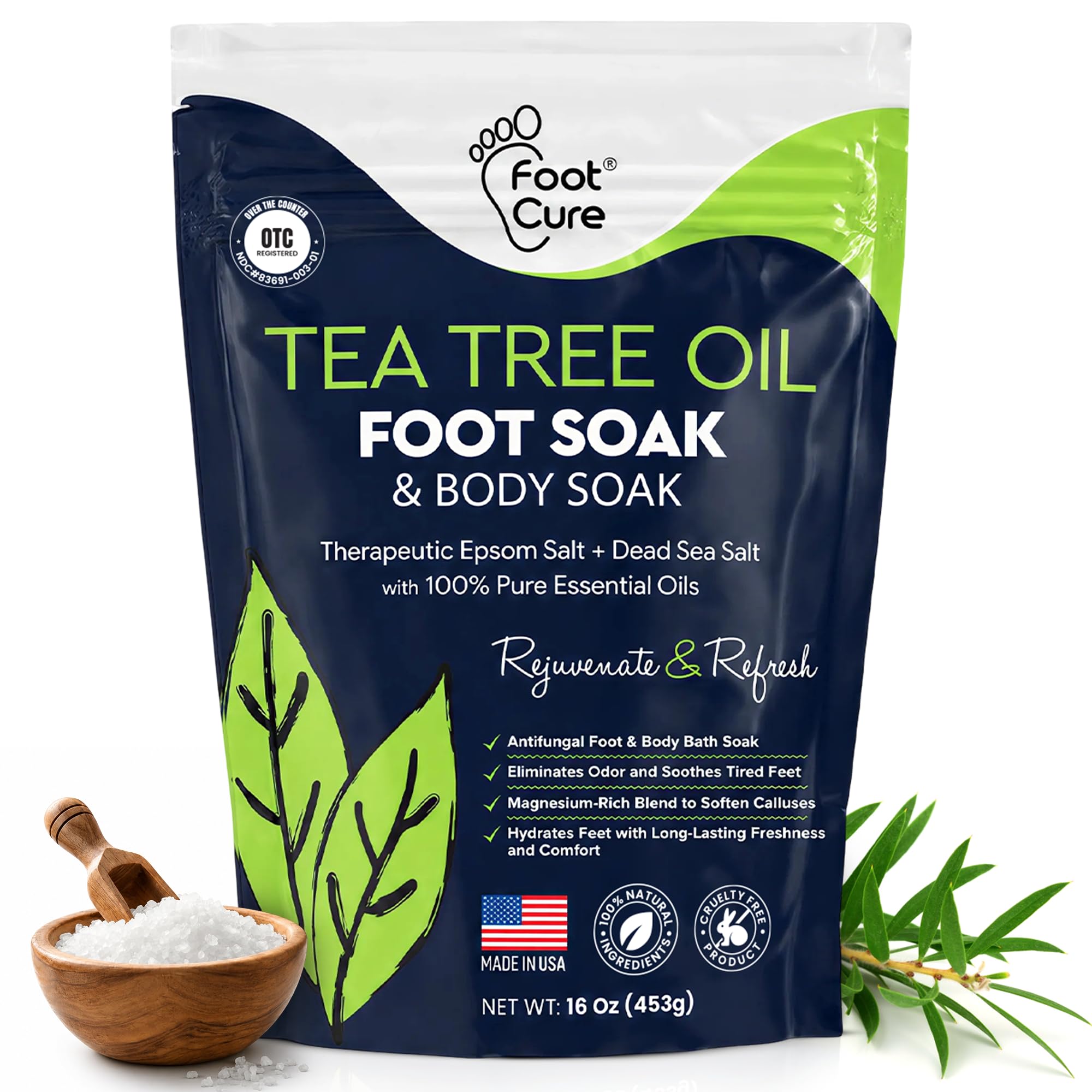 FOOT CURE front packaging shows product and benefits for at-home foot care