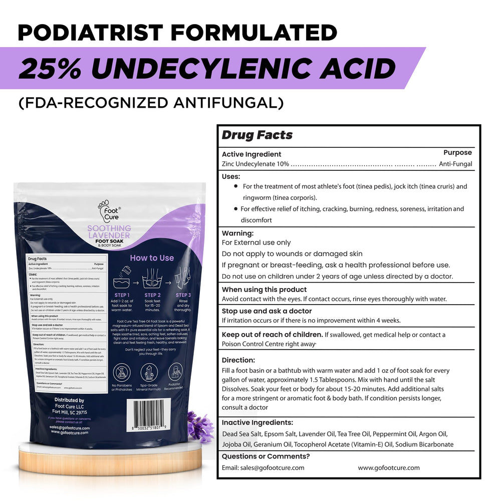 FOOT CURE foot scrubber next to feet showing dead skin removal