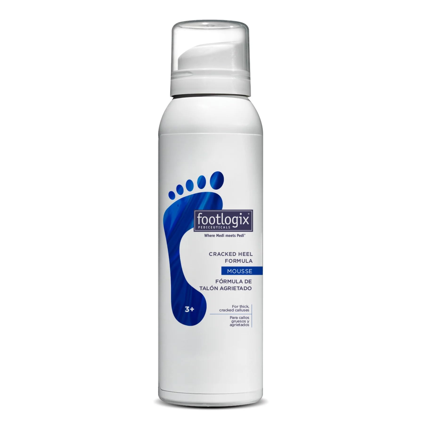 FOOTLOGIX front packaging showing mousse tube and product benefits