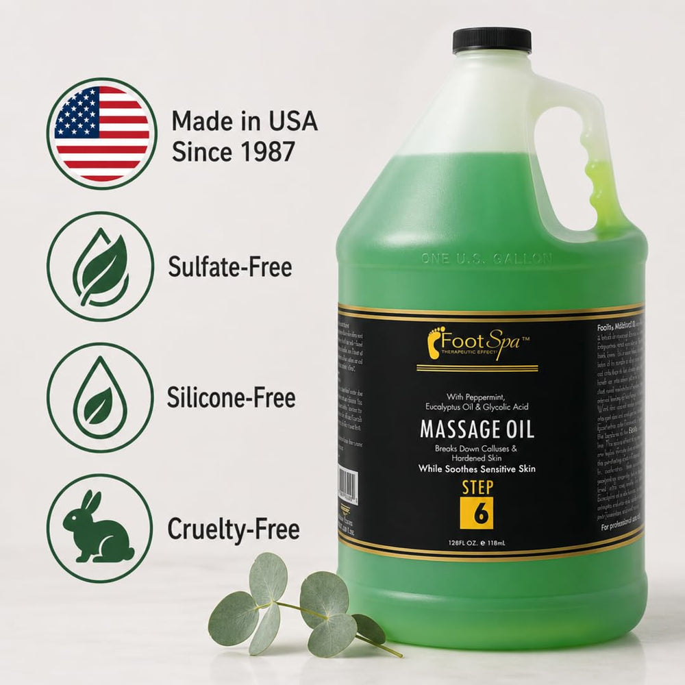 FootSpa 128 oz bottle beside common supply for scale and cost-saving benefit