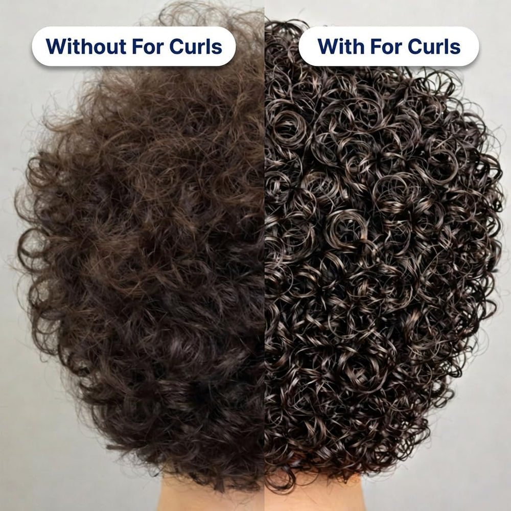 FOR HAIR styled with diffuser, shows enhanced bounce and soft, non-crunchy finish