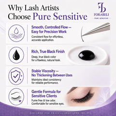 FORABELI glue applied to strip lashes demonstrating neat bonding and easy pickup
