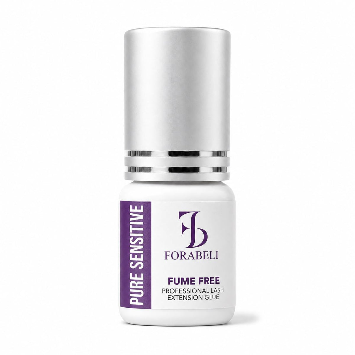 FORABELI bottle front view showing 5ml black adhesive, clear professional labeling and benefits
