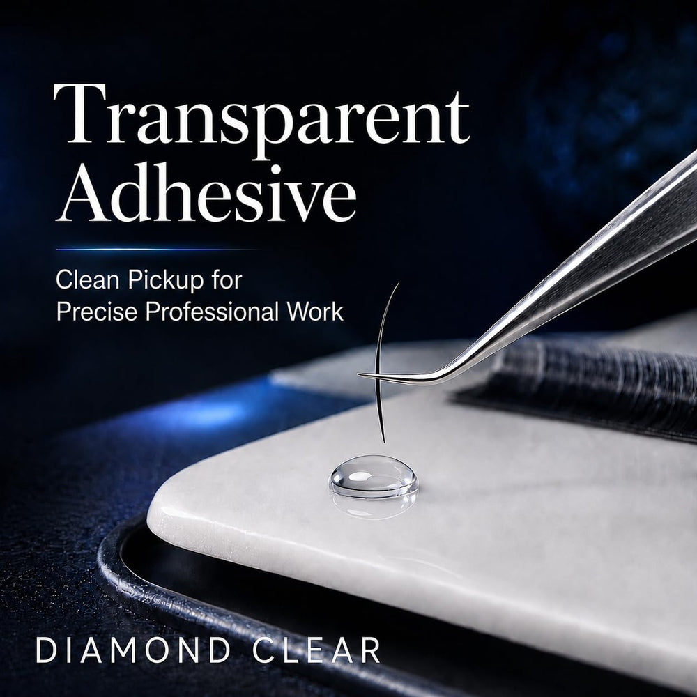 Forabeli clear glue applied on adhesive ribbon for quick lash placement
