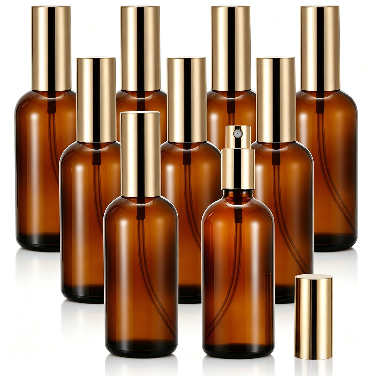 Foraineam amber glass front packaging showing elegant bottles and UV protection benefit