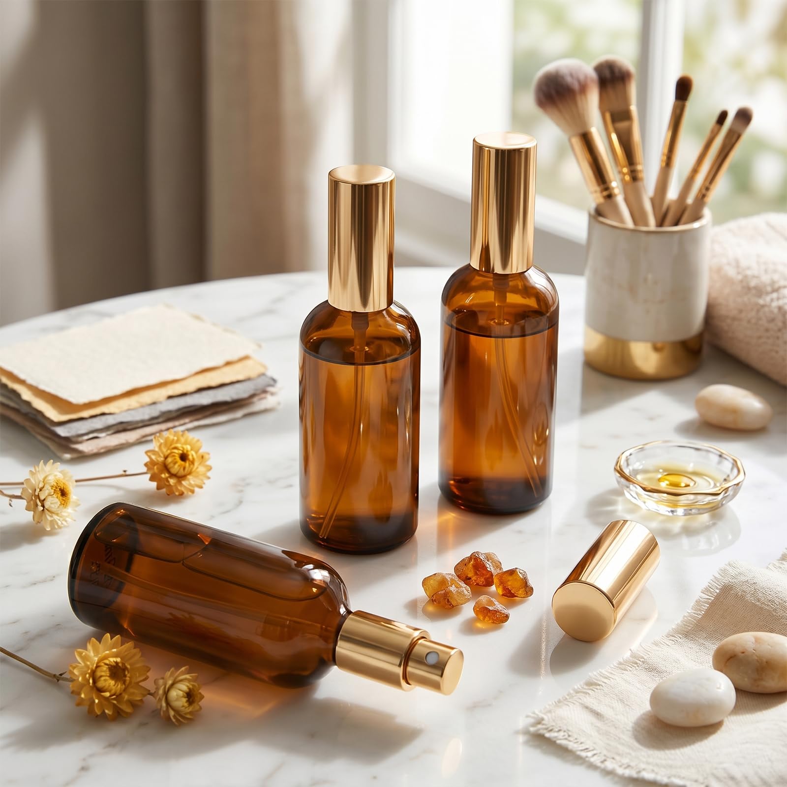 Foraineam bottles packed in travel kit demonstrating portability and organization