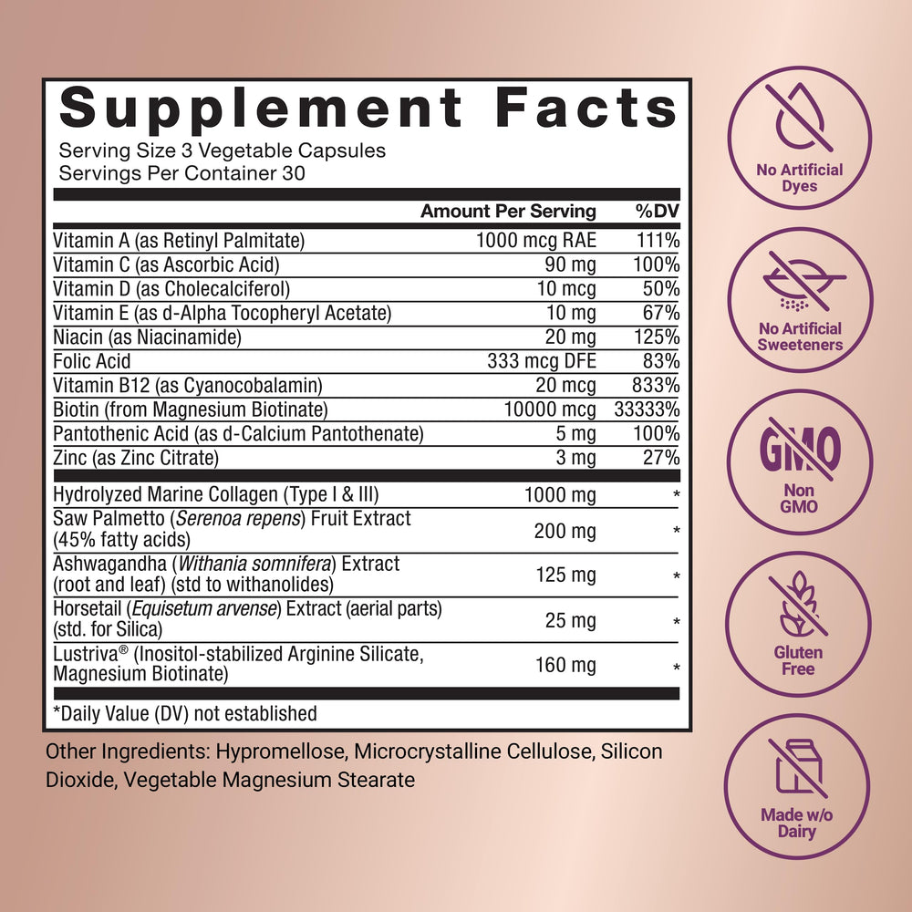 Force Factor with horsetail and saw palmetto botanicals supporting hair cycle