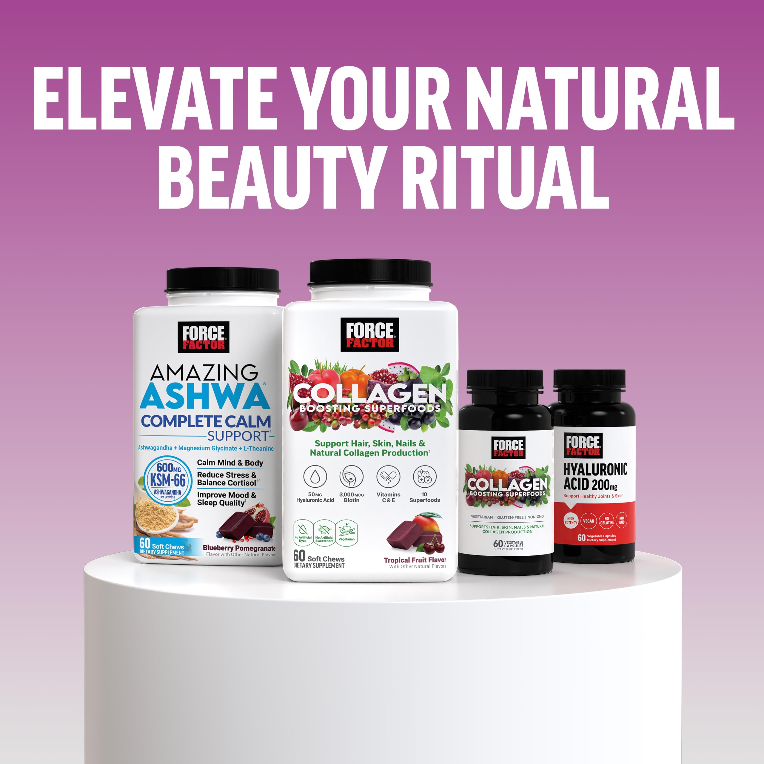 Force Factor on bathroom vanity illustrating daily routine convenience