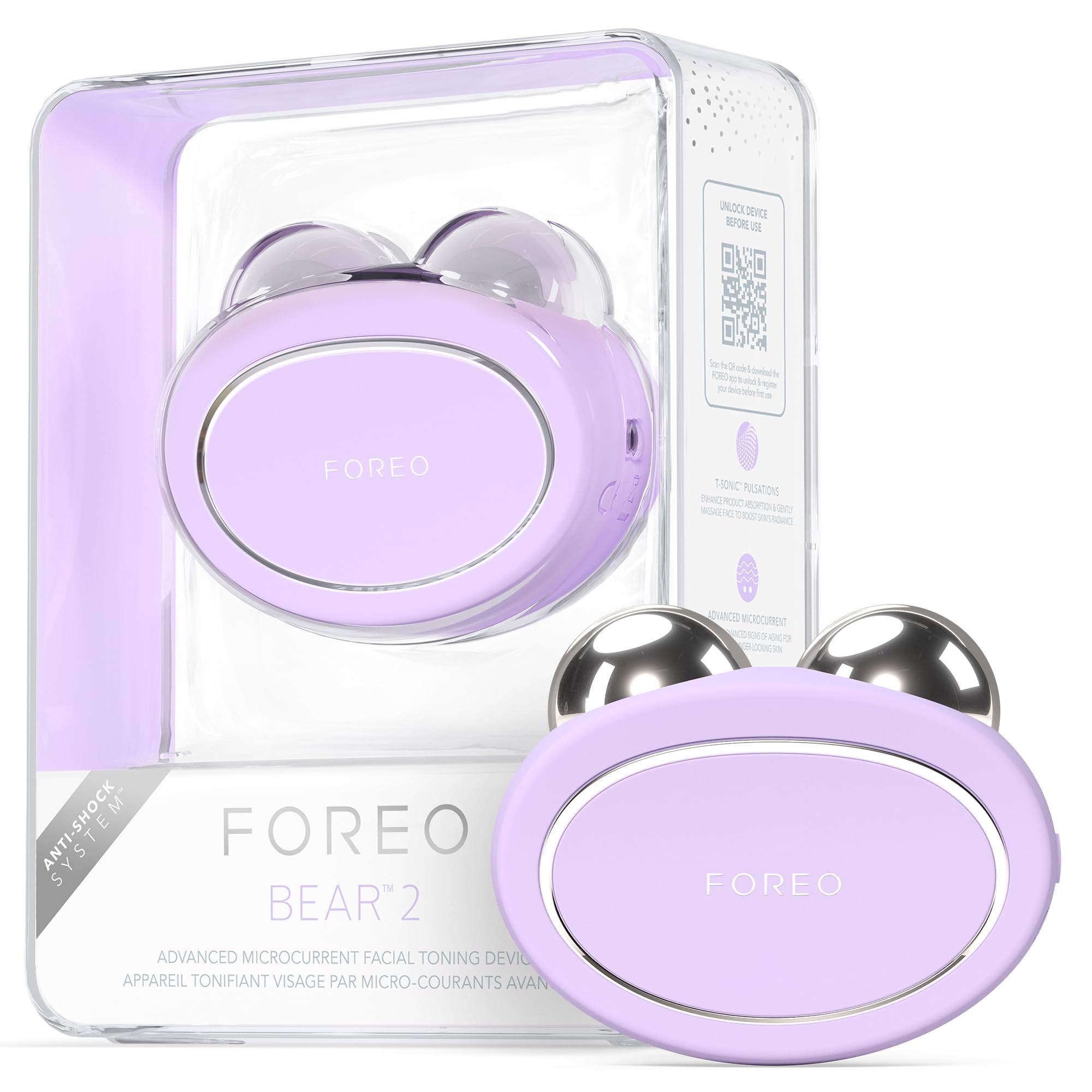 FOREO BEAR 2 front view showing design and controls for easy use and visible lift