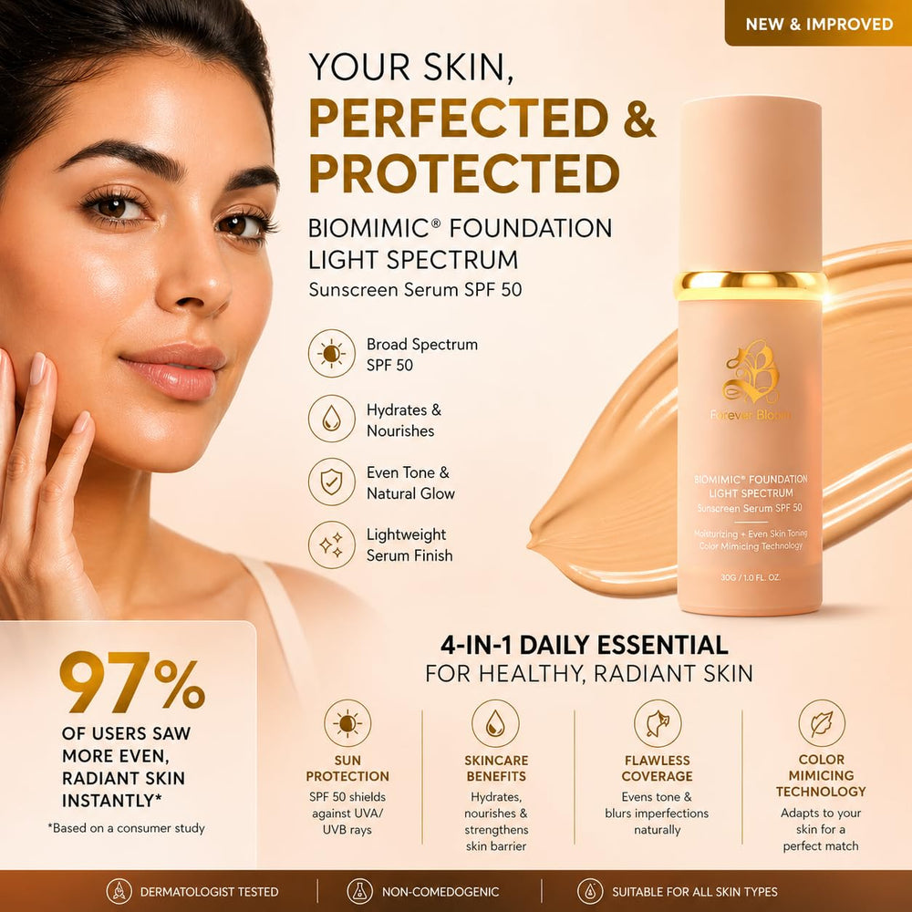 Forever Bloom foundation applied while exercising illustrating sweat‑resistant, long‑wear benefit
