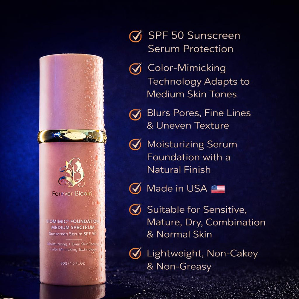 Forever Bloom texture closeup of silky foundation highlighting smooth blendability benefit
