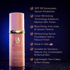 Forever Bloom texture closeup of silky foundation highlighting smooth blendability benefit