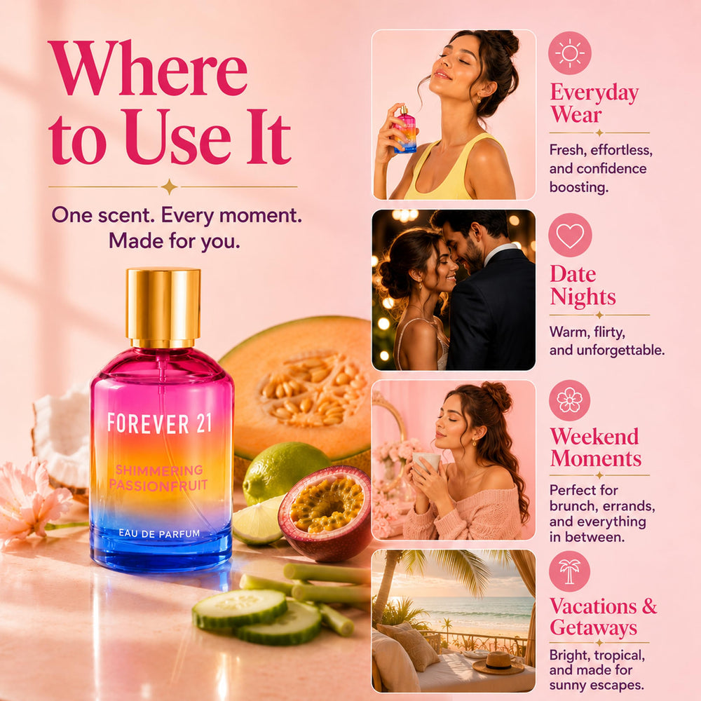 Forever 21 close-up of label emphasizing brand and clear ingredient cues