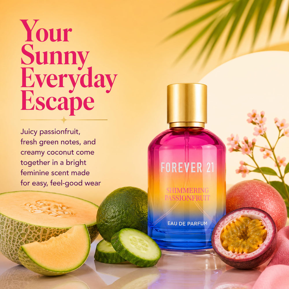 Forever 21 bottle in a travel pouch showing compact convenience and travel-ready benefit