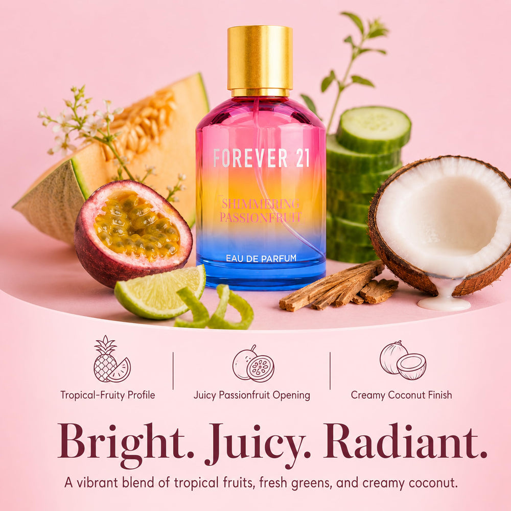 Forever 21 bottle styled on a vanity demonstrating chic display and everyday use