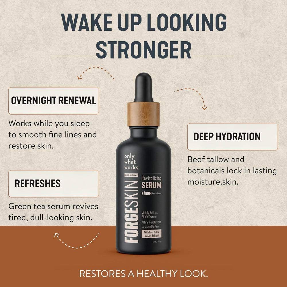 Forge Skin label close-up highlighting ingredients list and transparency benefit