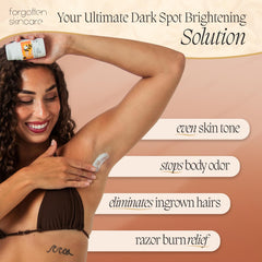 Forgotten Skincare applying cream to underarm demonstrating targeted treatment and comfort