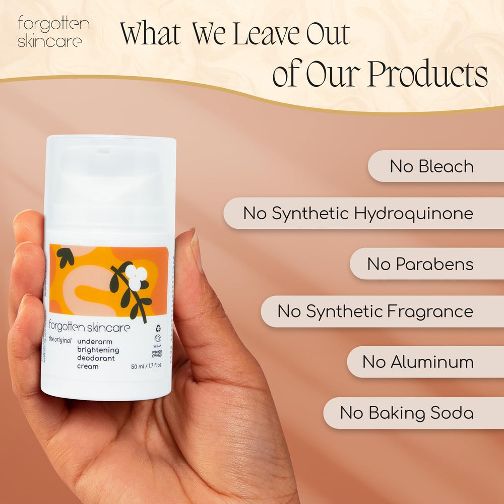 Forgotten Skincare label detail focused on ingredient list to show clean formulation benefit