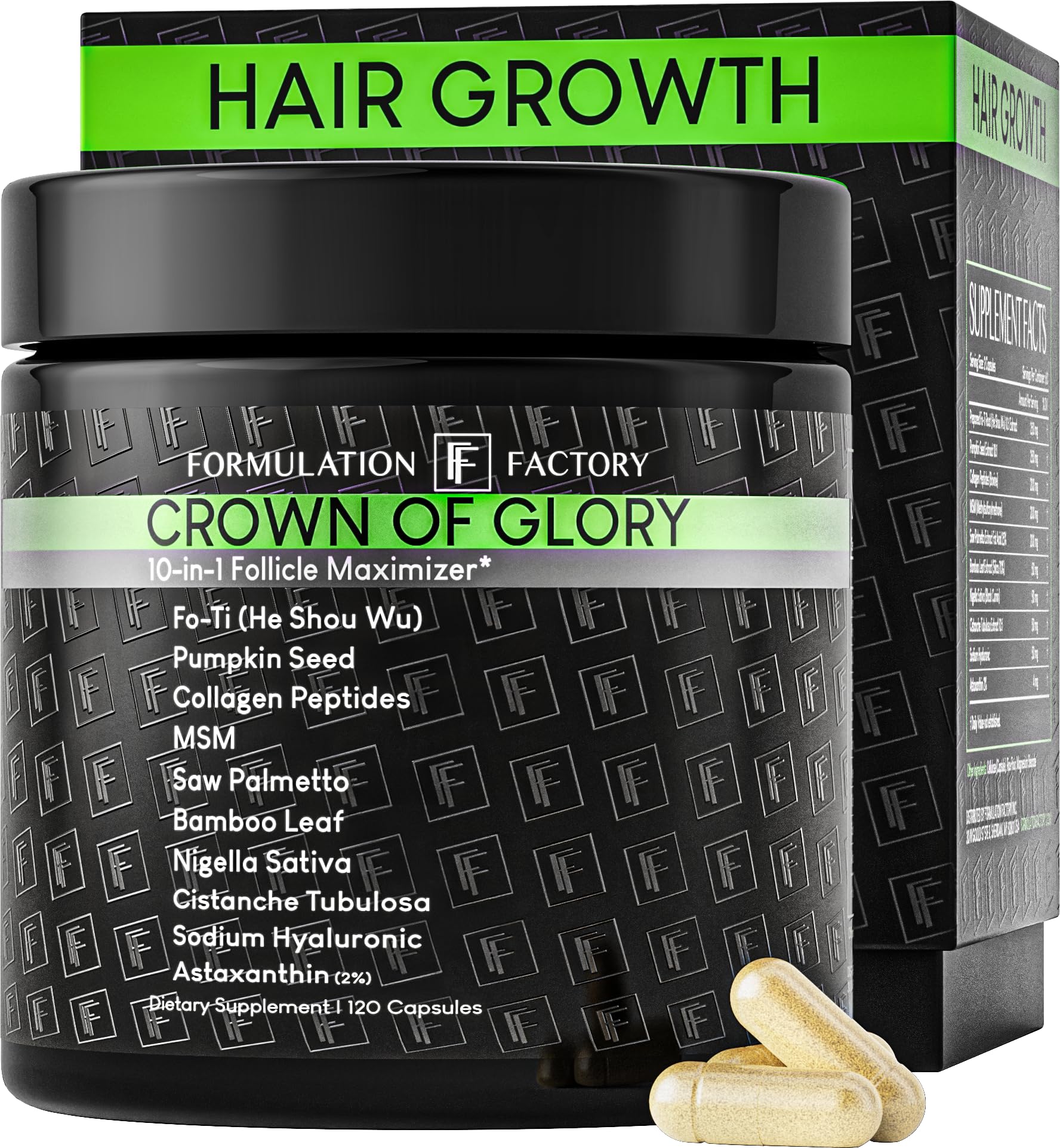 Formulation Factory front packaging showing bottle and benefits