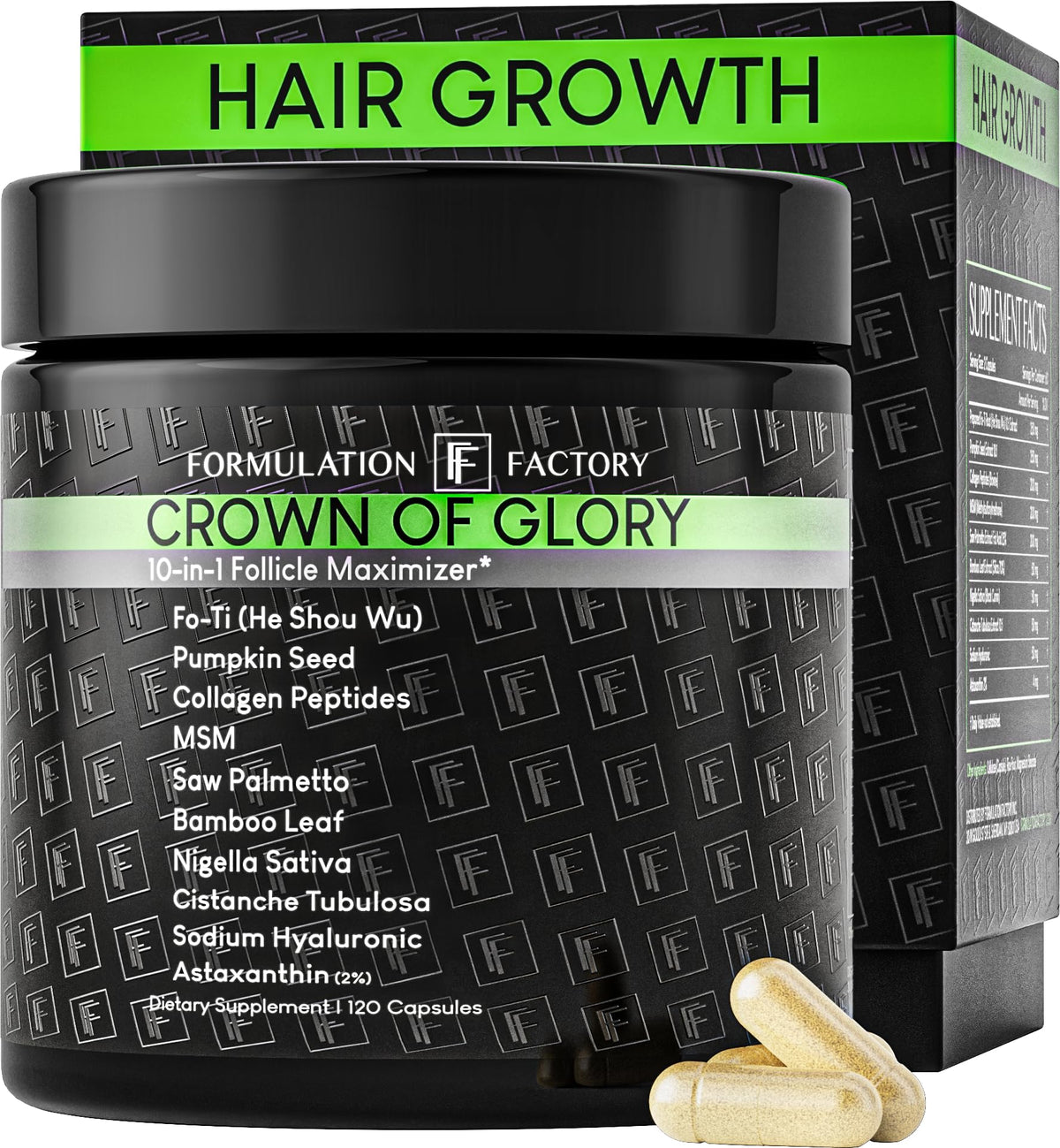 Formulation Factory front packaging showing bottle and benefits