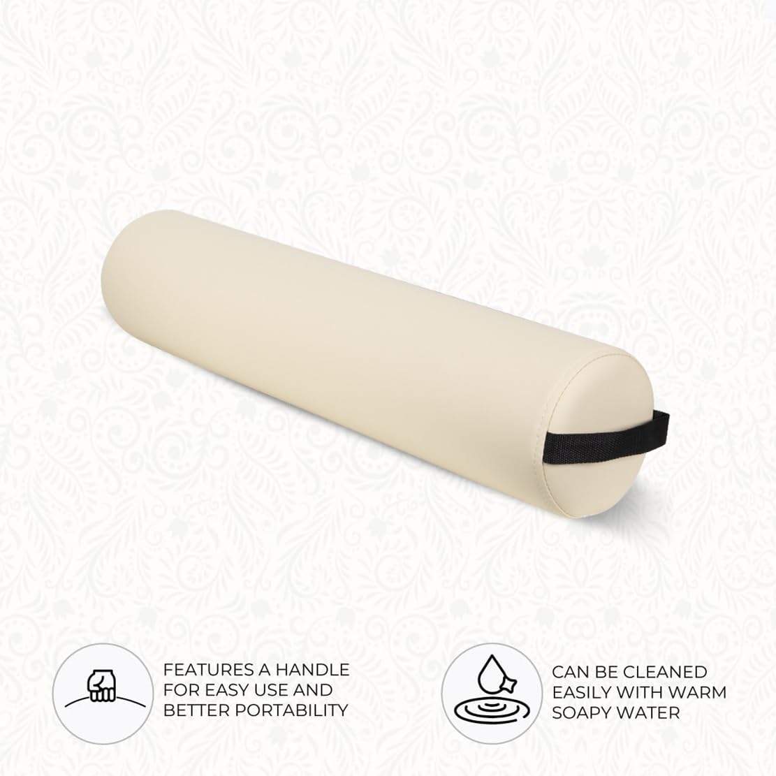 ForPro bolster under knees on massage table improving lumbar comfort during supine therapy