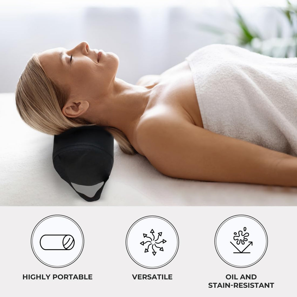 ForPro bolster under ankles on massage table reducing pelvic pressure
