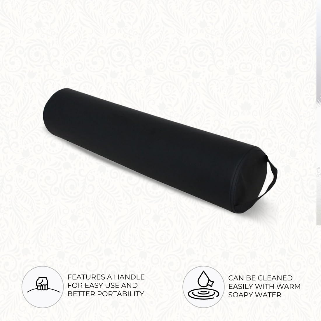 ForPro bolster under knees on massage table providing lumbar relief