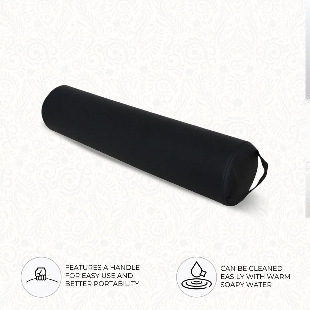 ForPro bolster under knees on massage table providing lumbar relief