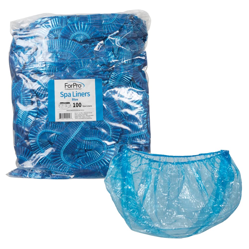 ForPro Professional Collection box front showing 100 blue spa liners and clear labeling for inventory control