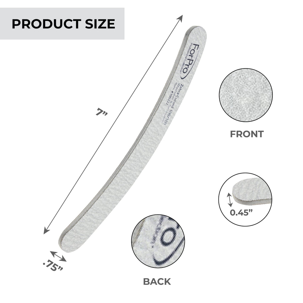 ForPro Zebra curved edge detail illustrating ergonomic nail contouring
