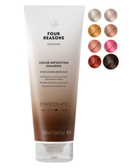 FOUR REASONS front bottle showing chocolate shampoo and clear labeling for easy identification