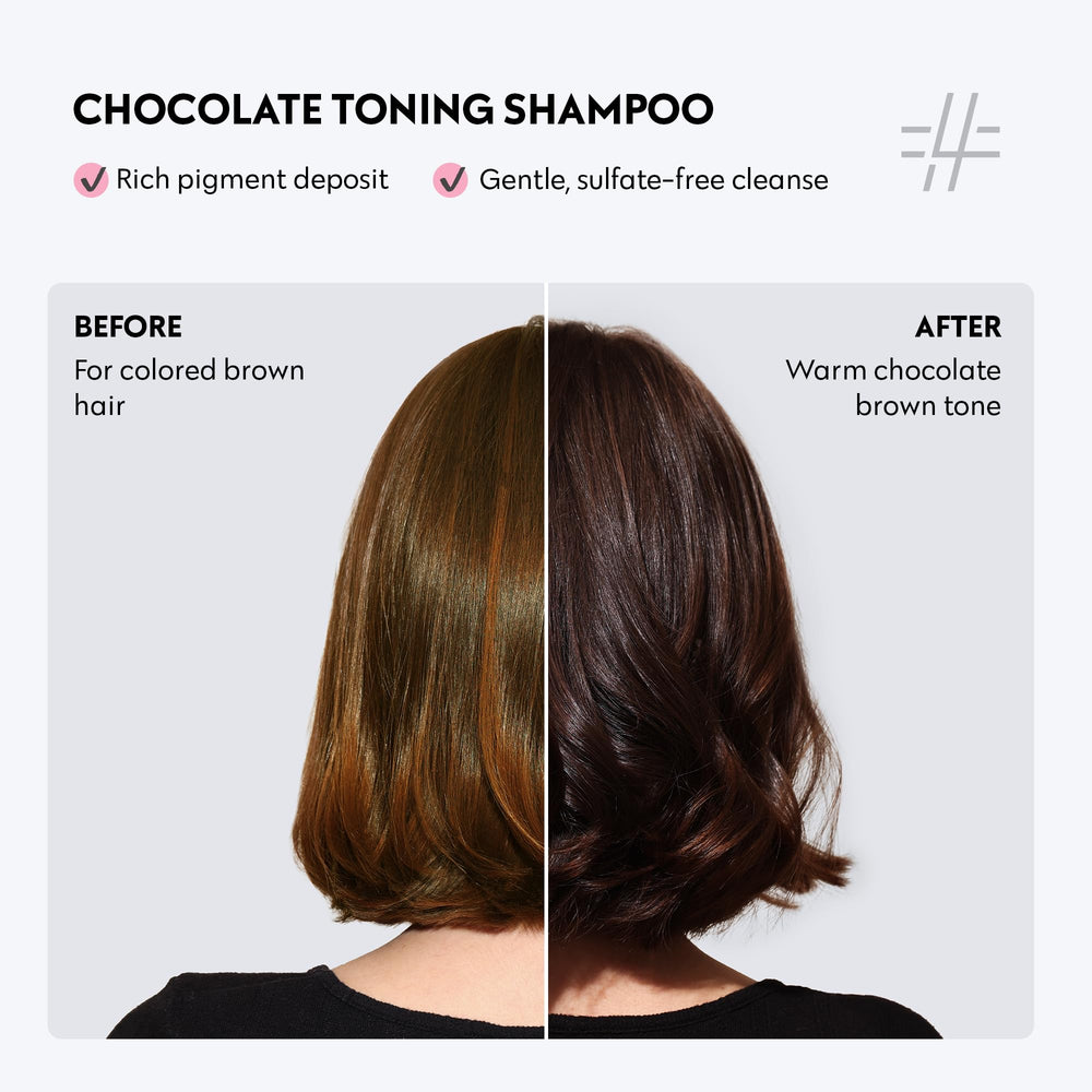 FOUR REASONS chocolate shampoo texture being poured, demonstrating creamy pigment and coverage