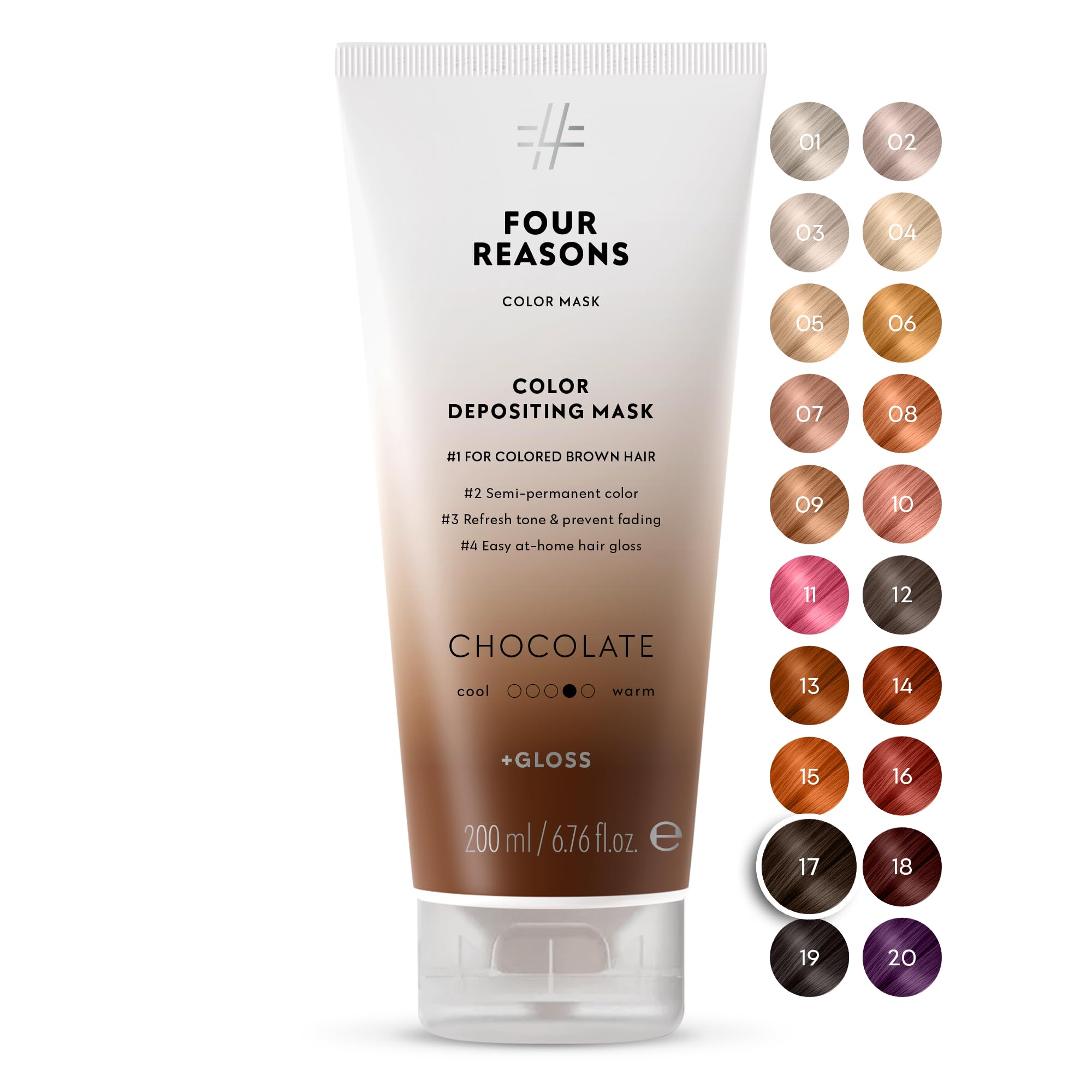 FOUR REASONS front bottle showing product and easy shower use benefit