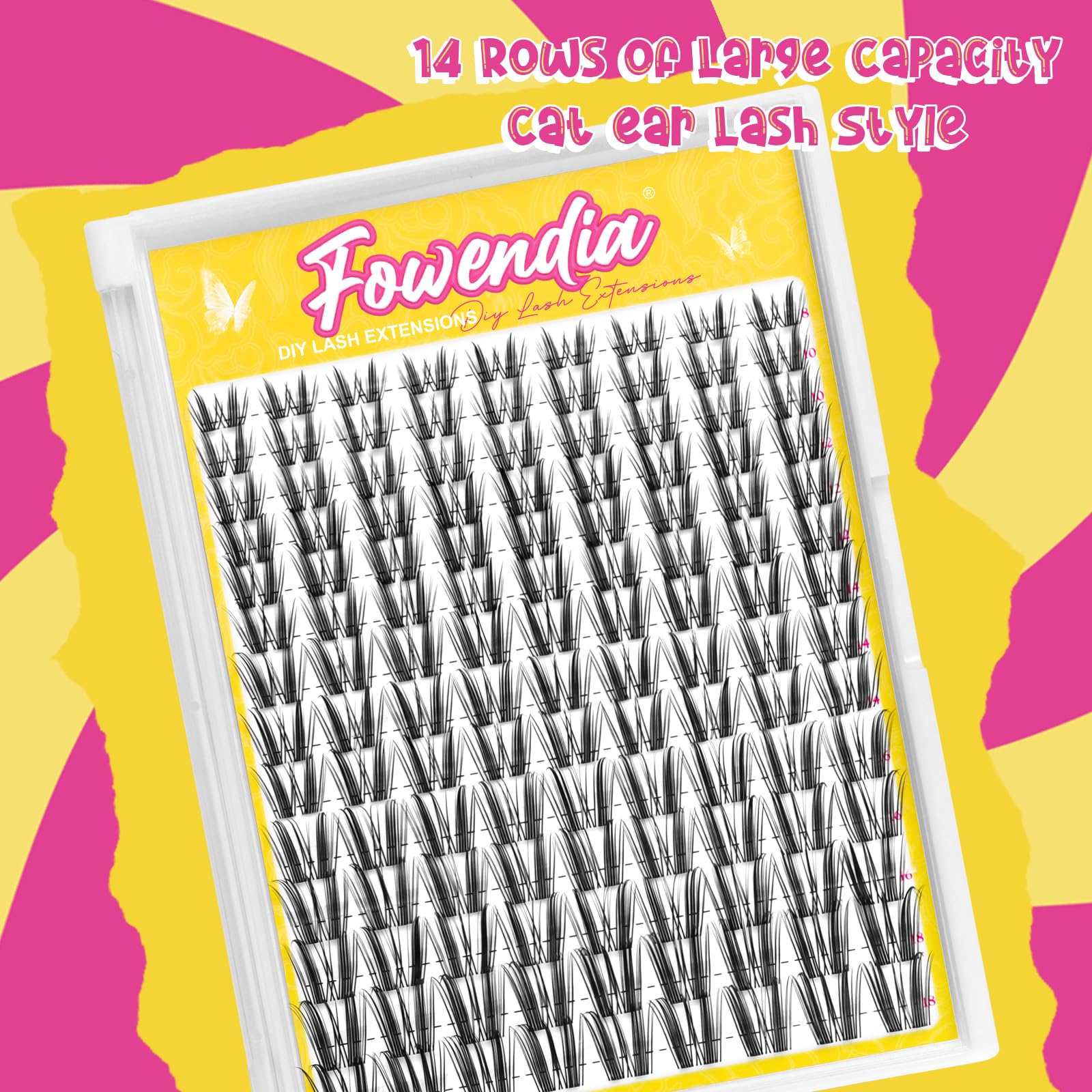 Fowendia arranged 8–18mm lash lengths for customizable volume