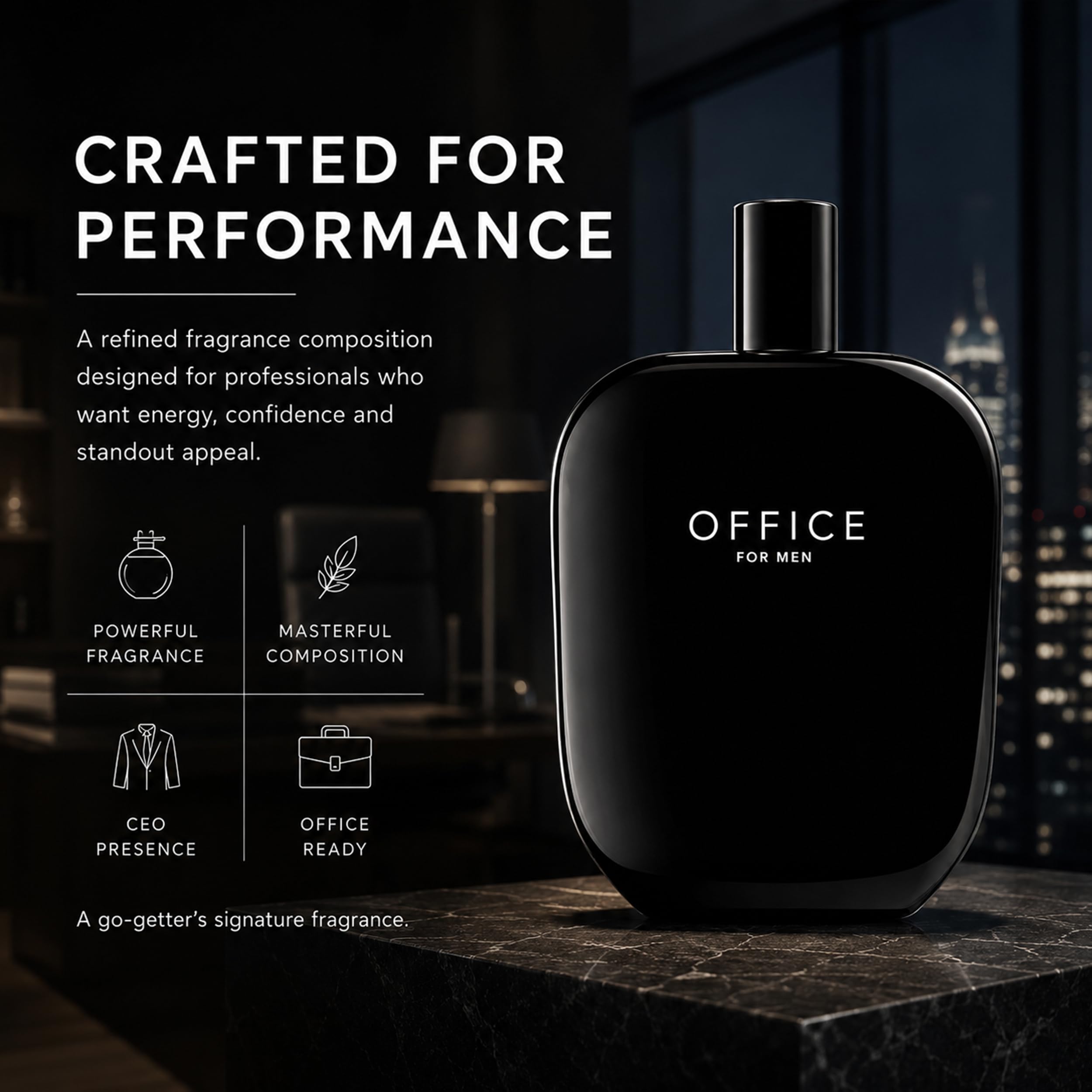 Fragrance One bottle held in hand to show 3.4 fl oz scale and travel suitability
