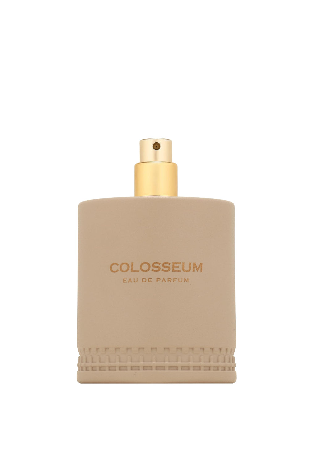 Fragrance World Colosseum matte taupe flacon emphasizing modern understated finish