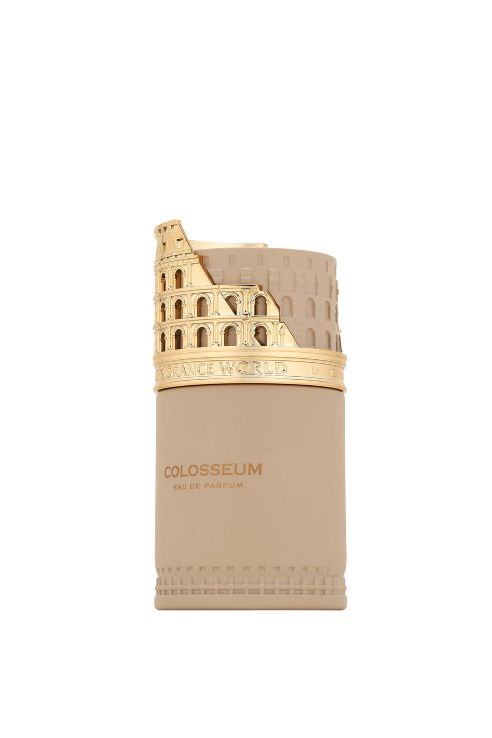Fragrance World Colosseum held in hand to show 100ml scale and gifting suitability