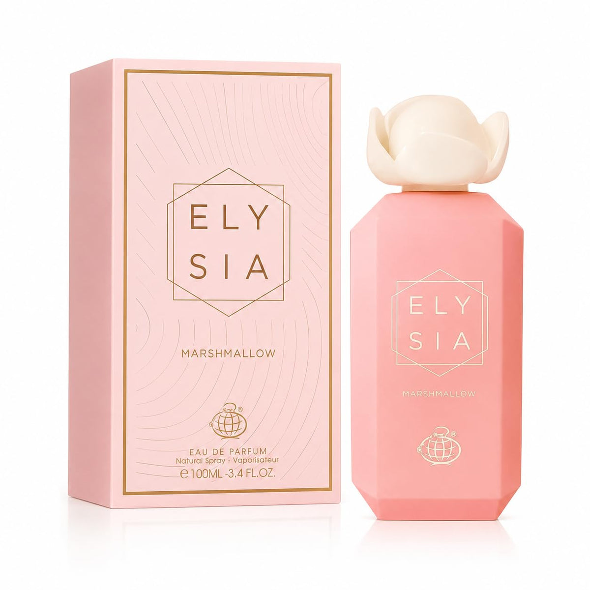 Fragrance World bottle front view showing elegant label and bottle shape