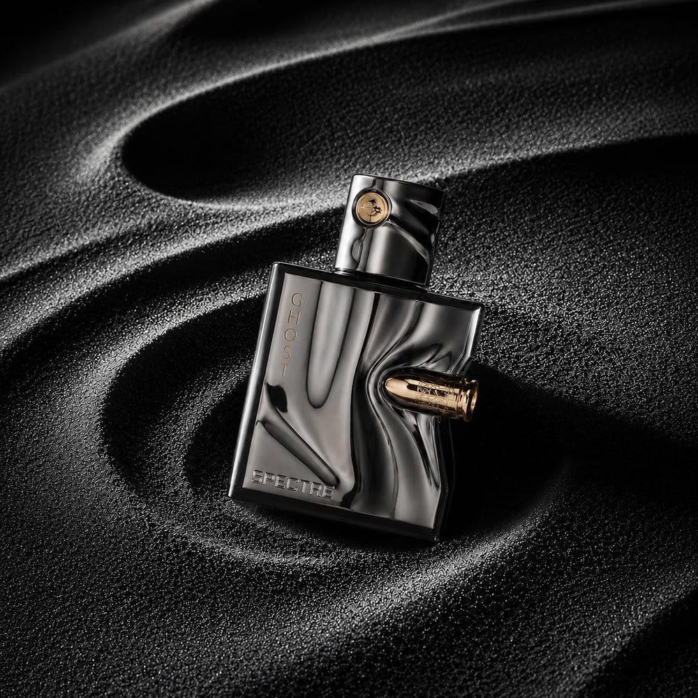 Fragrance World Spectre Ghost being sprayed on wrist to show application and benefit: controlled projection