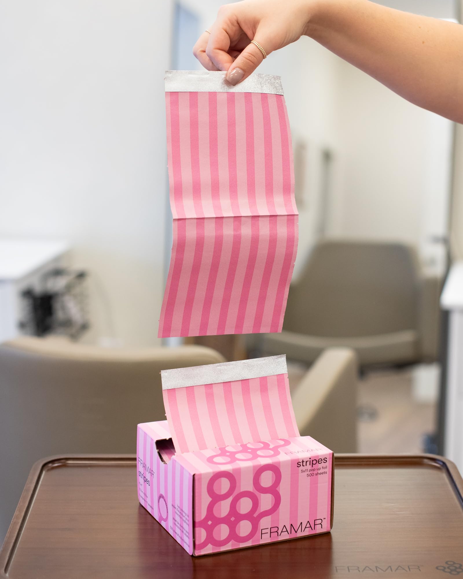 FRAMAR box label and open contents showing 500 pre-folded sheets for inventory