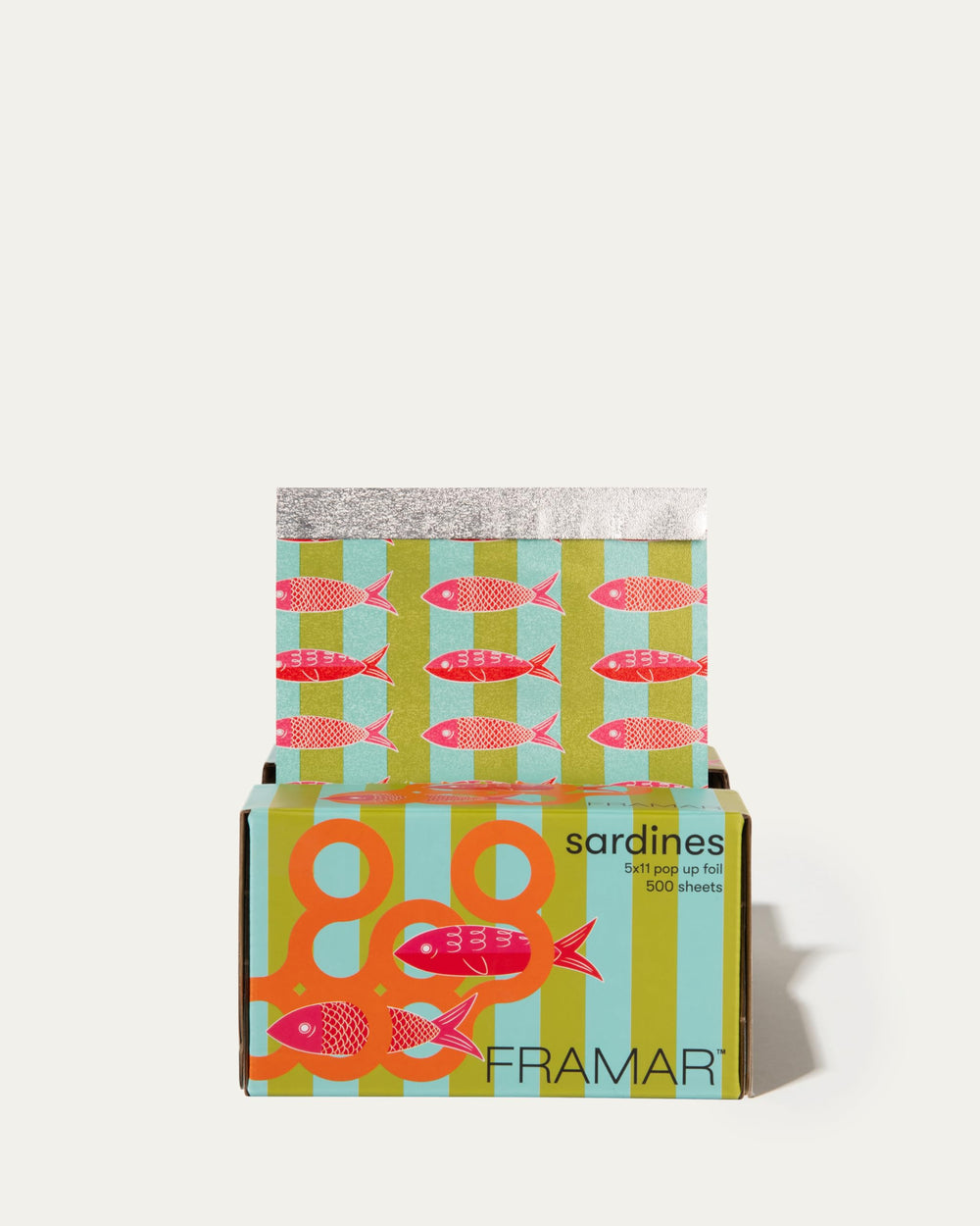 FRAMAR foils arranged on a salon station adding organized color