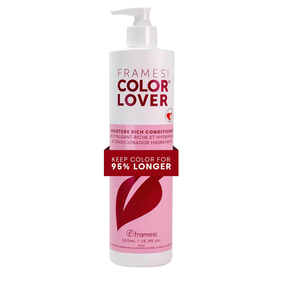 Framesi bottle front view showing product and branding for salon-grade hydration