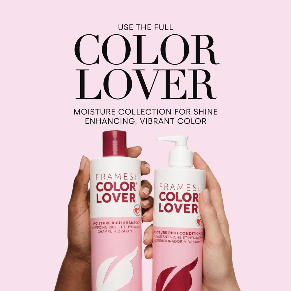 Framesi Color Lover being applied in shower demonstrating gentle cleanse