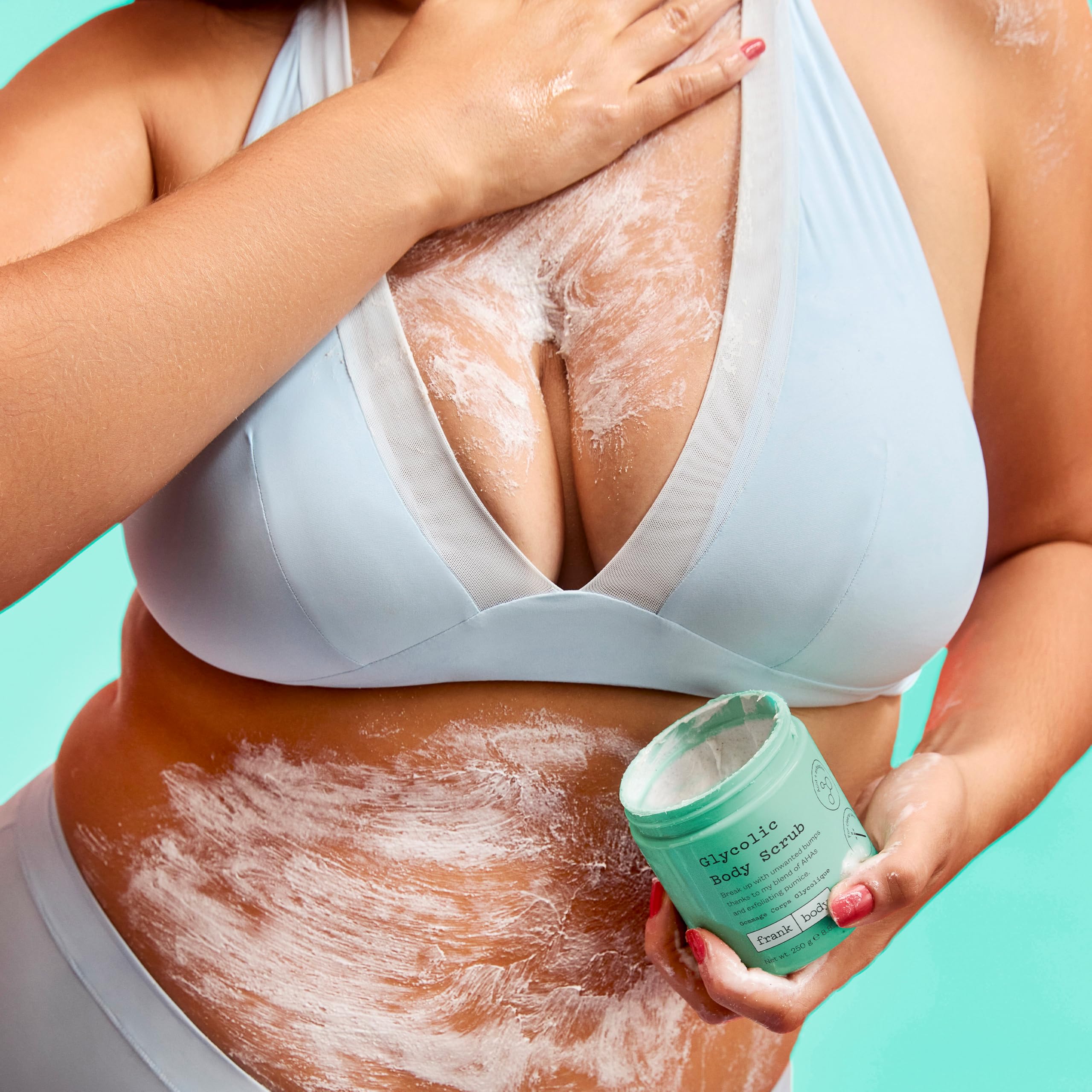 frank body scrub texture close-up displaying gritty pumice for smoothing