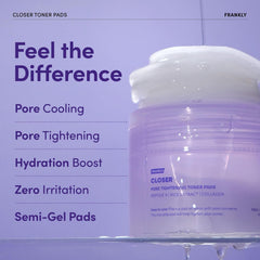 FRANKLY pad held in hand to indicate size and easy single-use convenience benefit