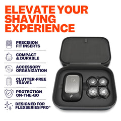 Freebird case interior with molded compartment and pockets keeping shaver and accessories organized